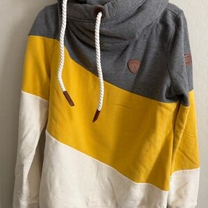 Wanakome Gray, Yellow, and White Women’s Sweatshirt Hoodie